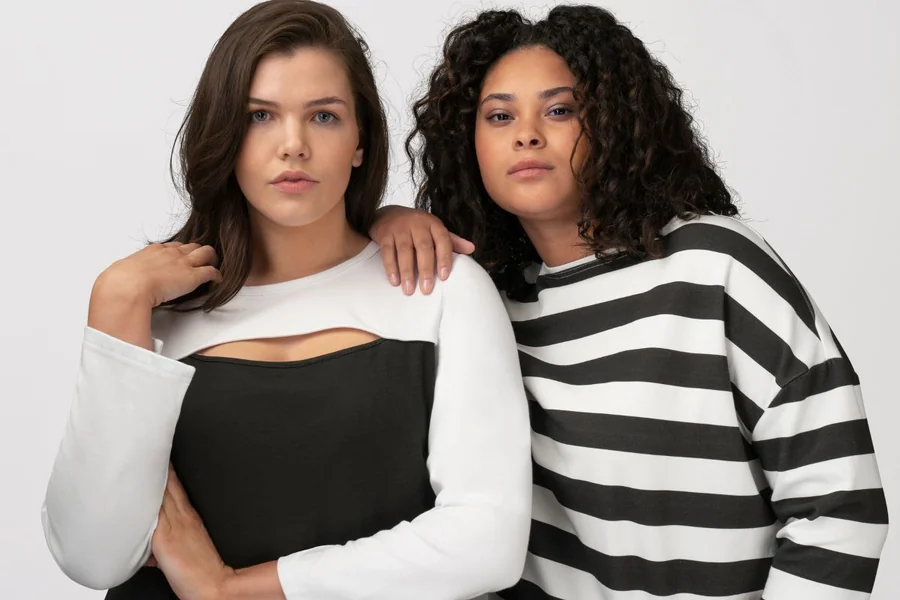 Black And White Plus Size Tops